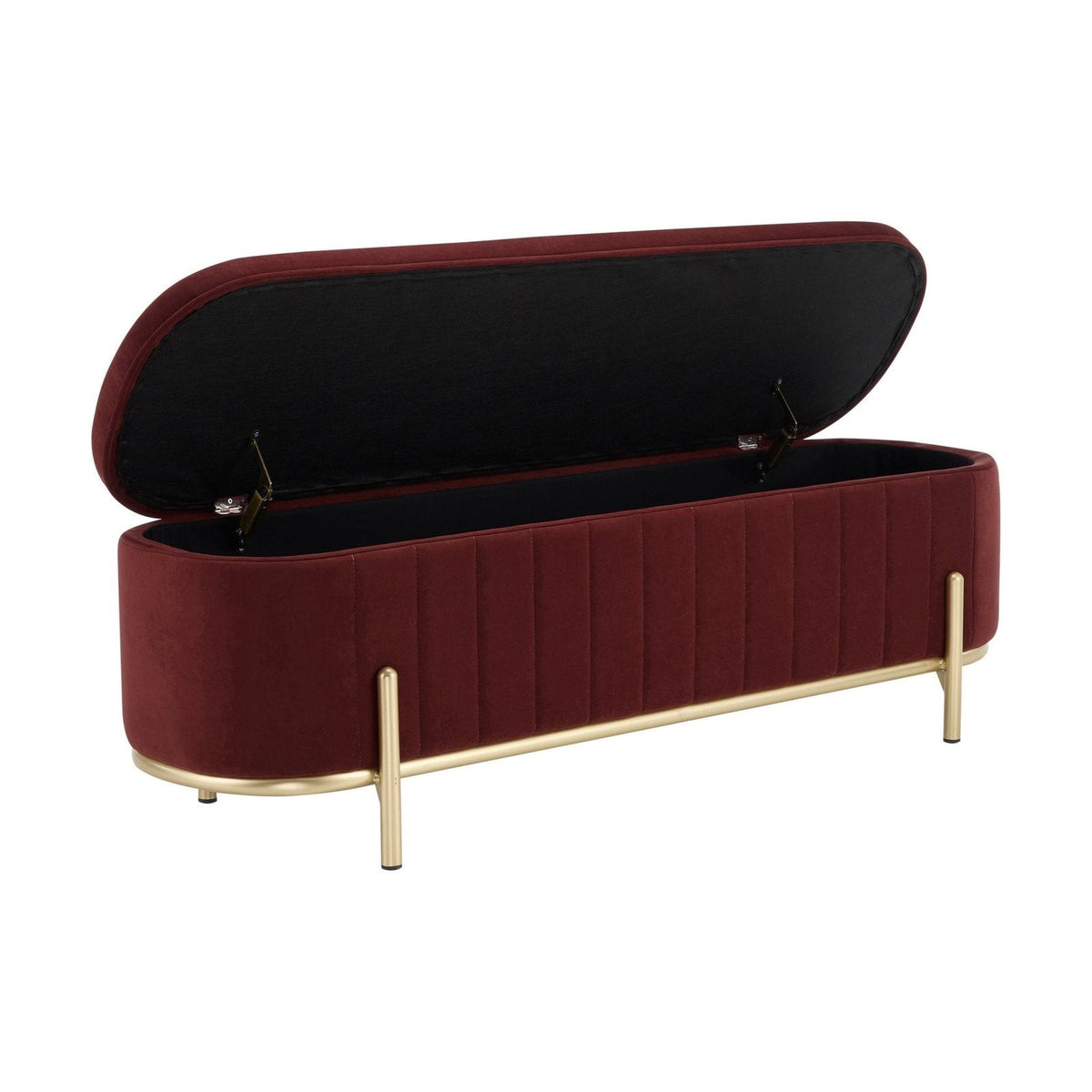 Altrincham Panelled Storage Feather & Black Ottoman - Rust
