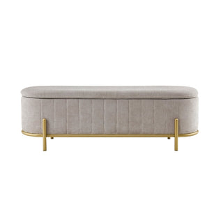 Altrincham Storage Ottoman Black & Feather - Chenille Light Grey