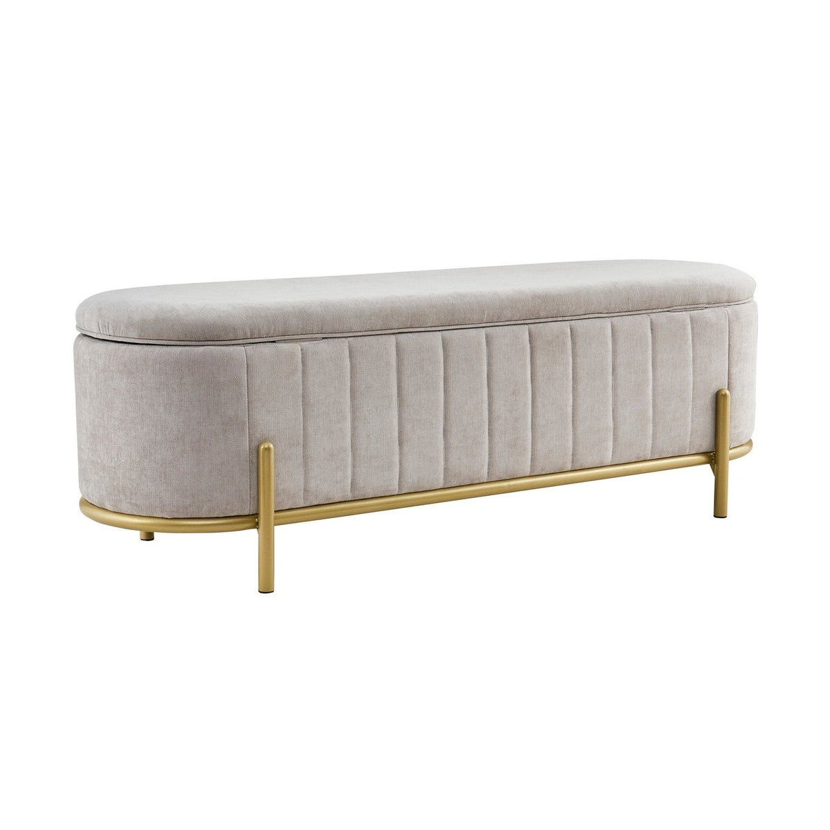 Altrincham Storage Ottoman Black & Feather - Chenille Light Grey