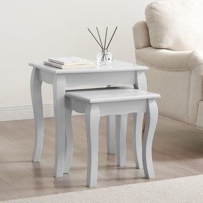 Amelie Nesting Side Black & Feather Table - Light Grey