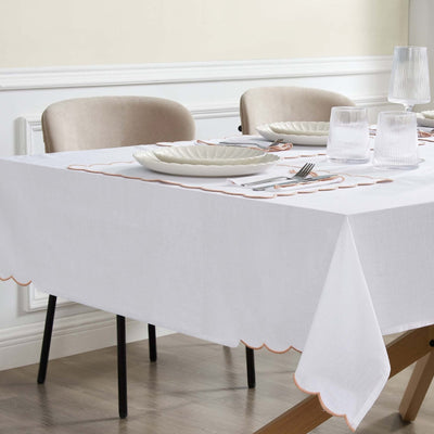 Amor Scallop Edge Tablecloth - Pink Sand