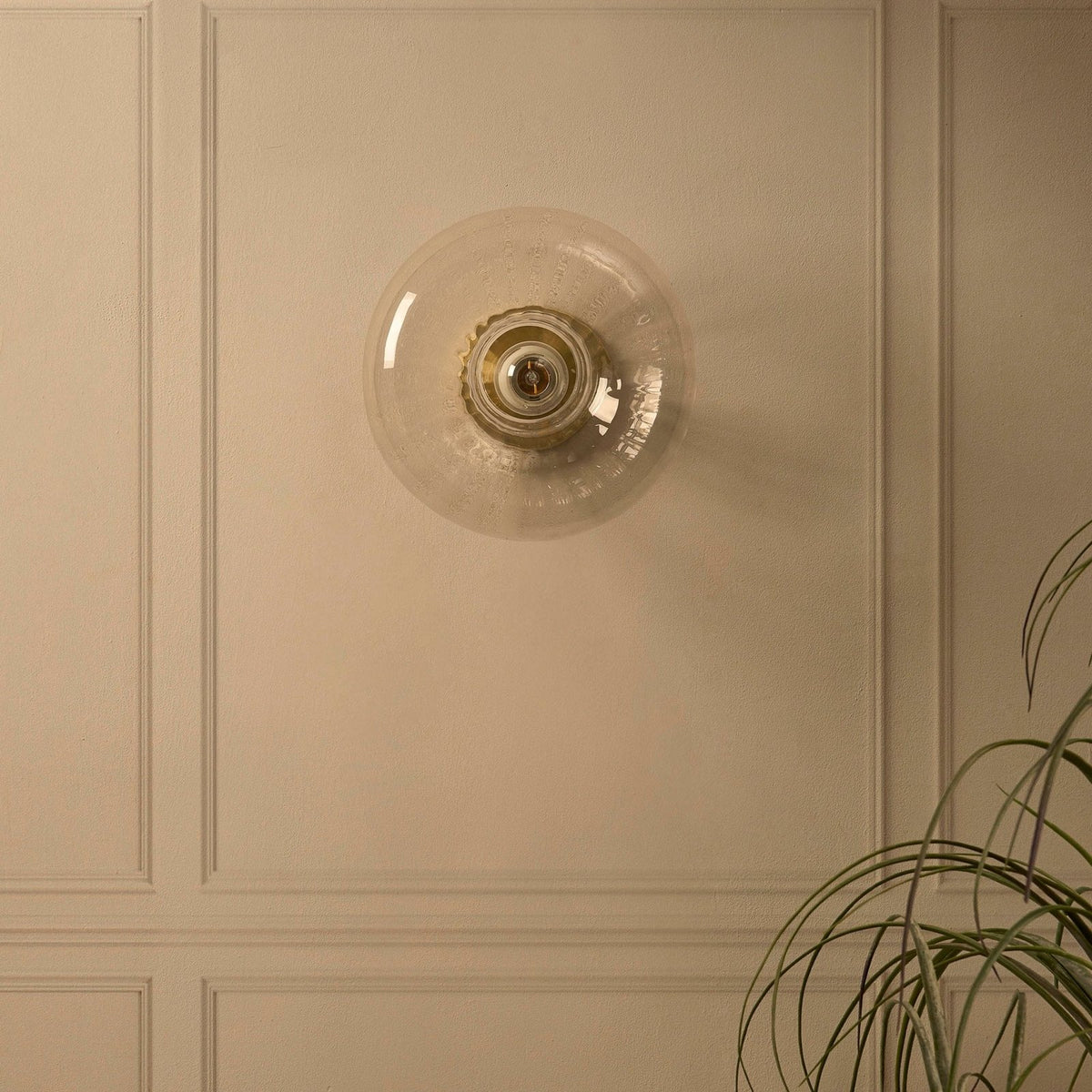 Anillo Glass Ring Black & Feather Wall Light - Clear