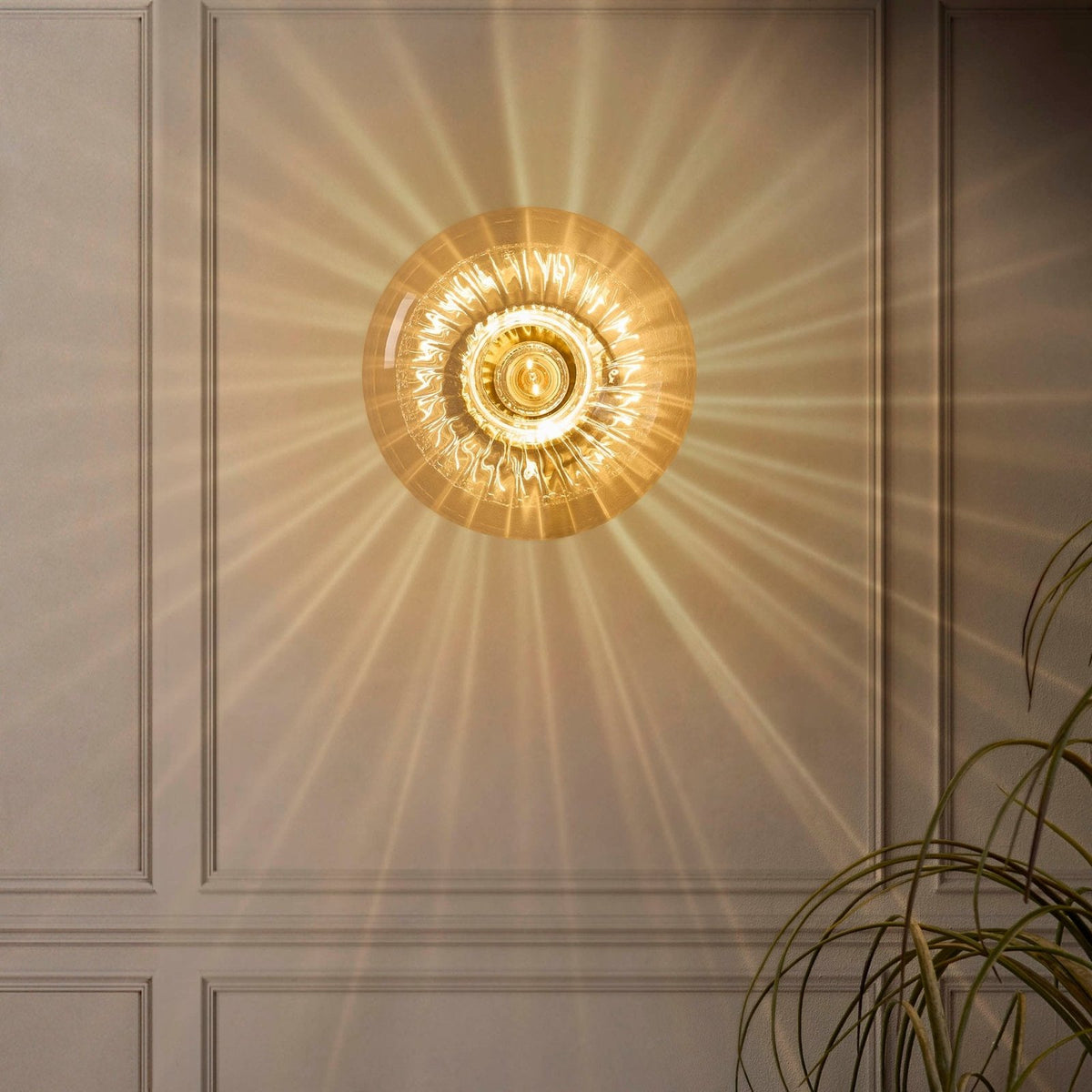 Anillo Glass Ring Black & Feather Wall Light - Clear