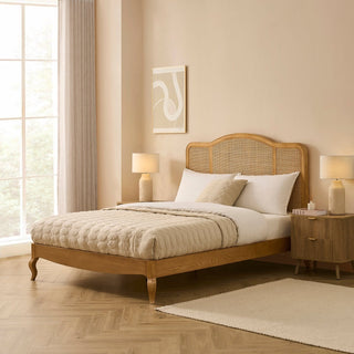 Annecy Rattan Bed Frame - Natural – Black & Feather
