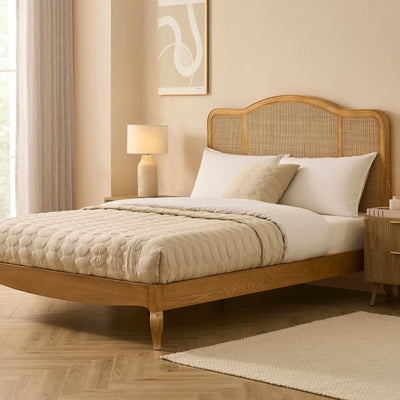 Annecy Rattan Bed Frame - Natural – Black & Feather