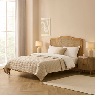 Annecy Rattan Bed Frame - Natural – Black & Feather