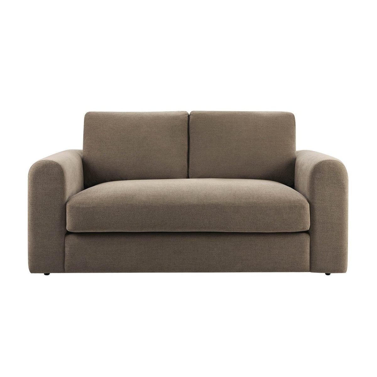 Antalya 2 Seater Sofa - Chenille Mushroom – Black & Feather