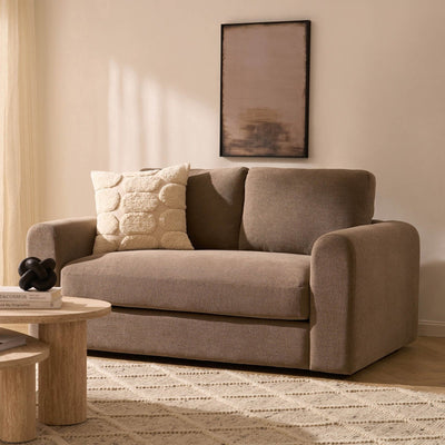 Antalya 2 Seater Sofa - Chenille Mushroom – Black & Feather