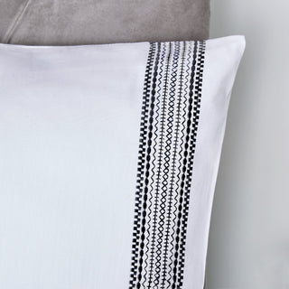 Appletree Boutique Embroidered Bands Laura Ashley UK Duvet Cover Set - Black