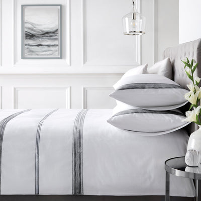Appletree Boutique Embroidered Bands Laura Ashley UK Duvet Cover Set - Black