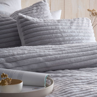 Appletree Hygge Morritz Faux Fur Laura Ashley UK Duvet Cover Set - Grey