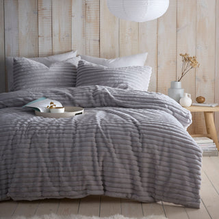 Appletree Hygge Morritz Faux Fur Laura Ashley UK Duvet Cover Set - Grey