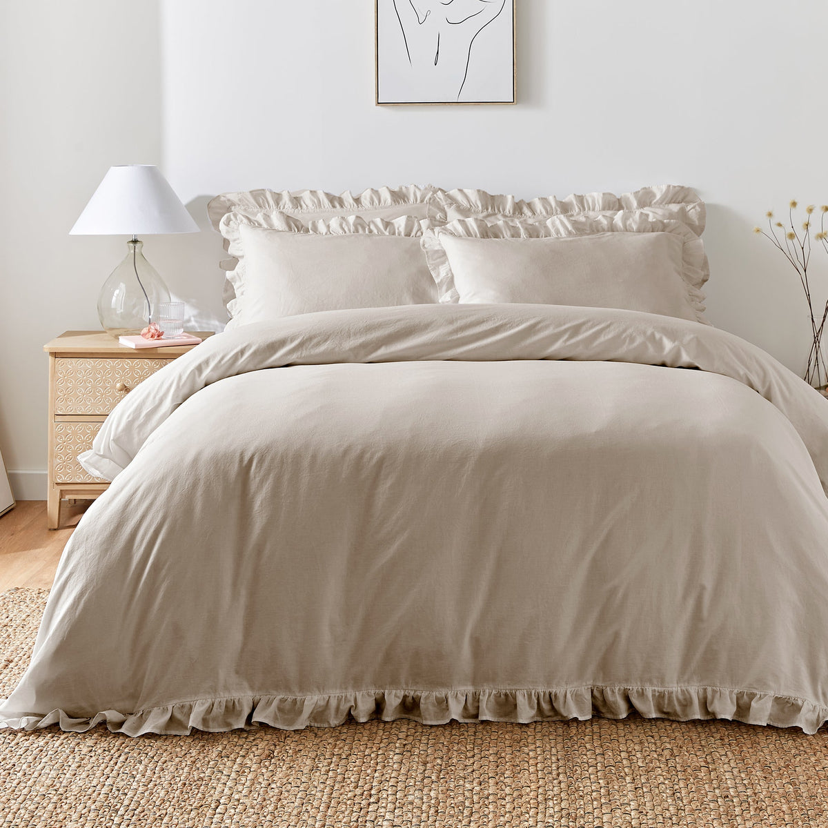 Appletree Loft Cassia Frill Duvet Cover Set - Natural – Laura Ashley