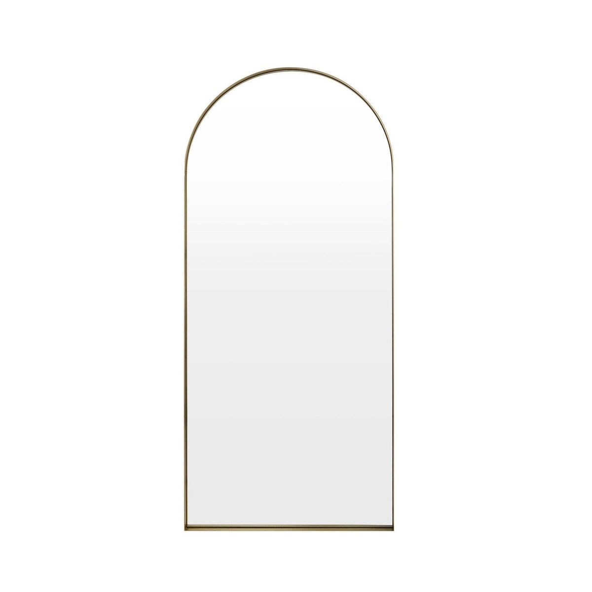 Arched Full Length Black & Feather Mirror - Gold