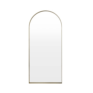 Arched Full Length Black & Feather Mirror - Gold