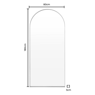 Arched Full Length Black & Feather Mirror - Gold