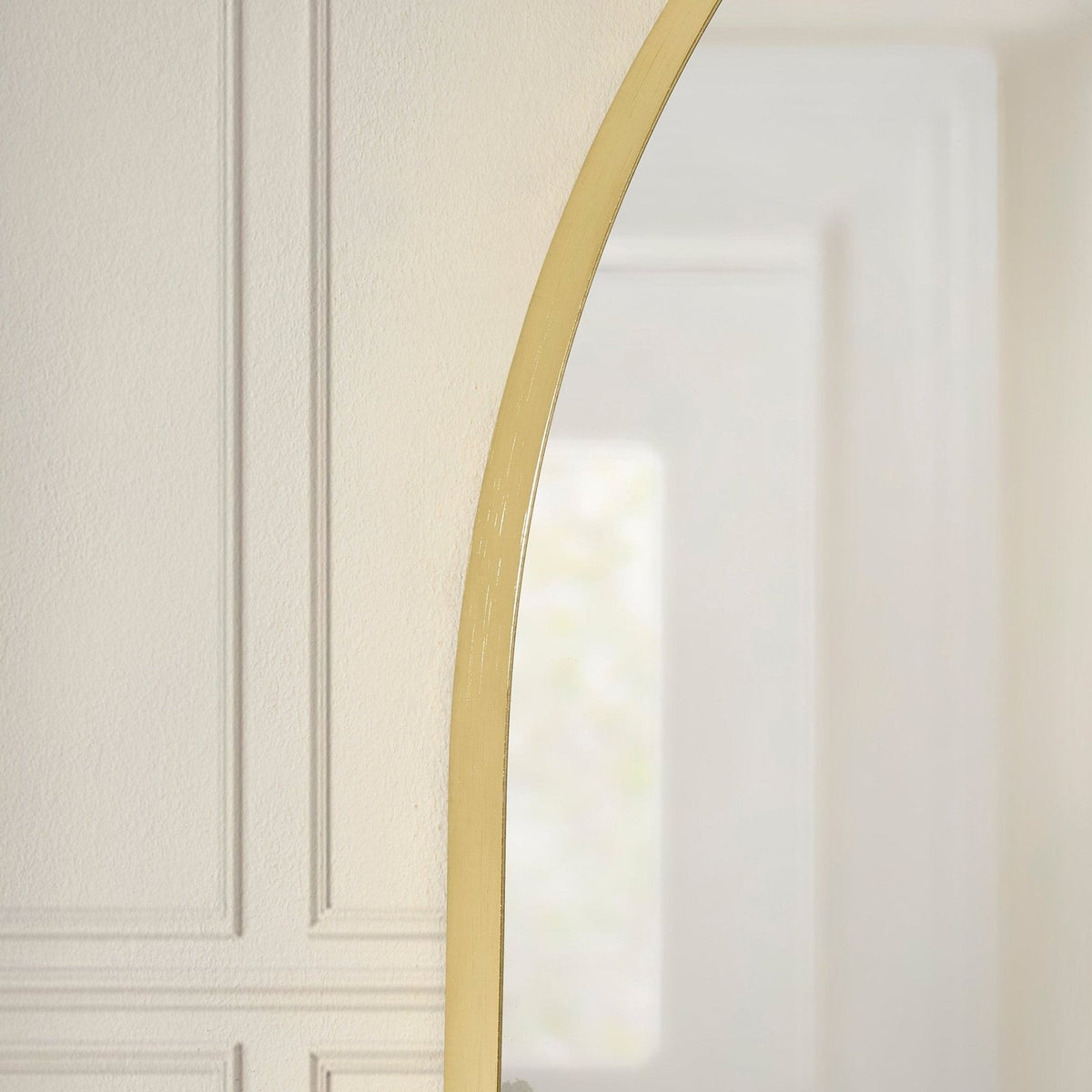 Arched Mantel Black & Feather Mirror - Gold