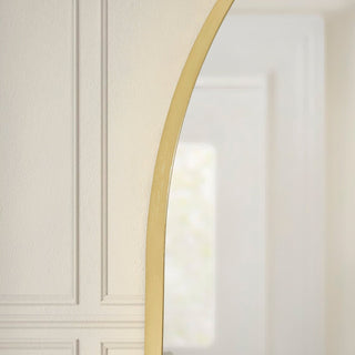 Arched Mantel Black & Feather Mirror - Gold