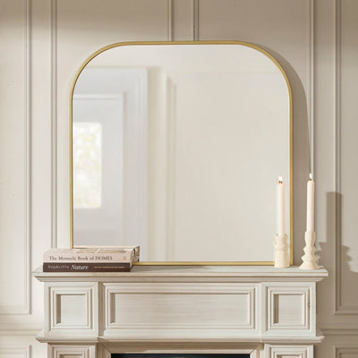 Arched Mantel Black & Feather Mirror - Gold