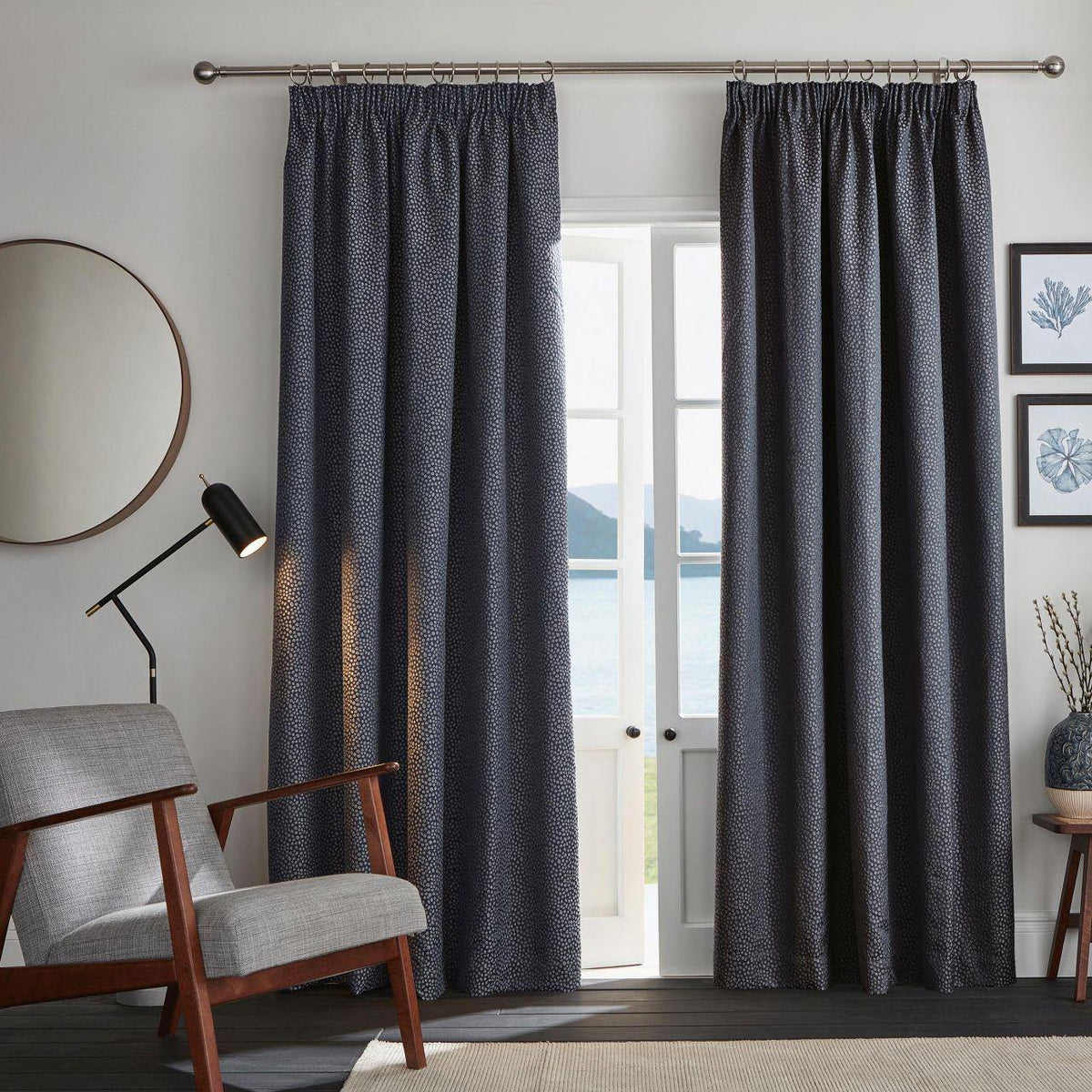 Ardely Blackout Pencil Pleat Curtains - Indigo – Laura Ashley UK