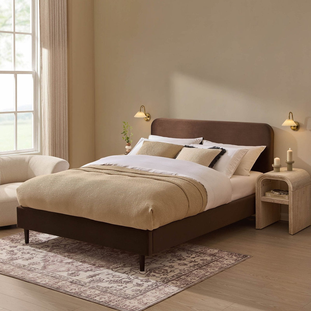 Ascot Bed Feather & Black Frame - Cappuccino