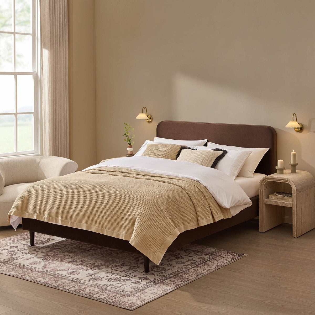 Ascot Bed Feather & Black Frame - Cappuccino