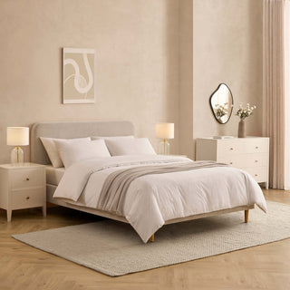 Ascot Bed Frame - Chenille Light Grey – Black & Feather