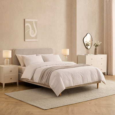 Ascot Bed Frame - Chenille Light Grey – Black & Feather
