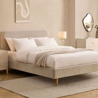 Ascot Bed Frame - Chenille Light Grey – Black & Feather