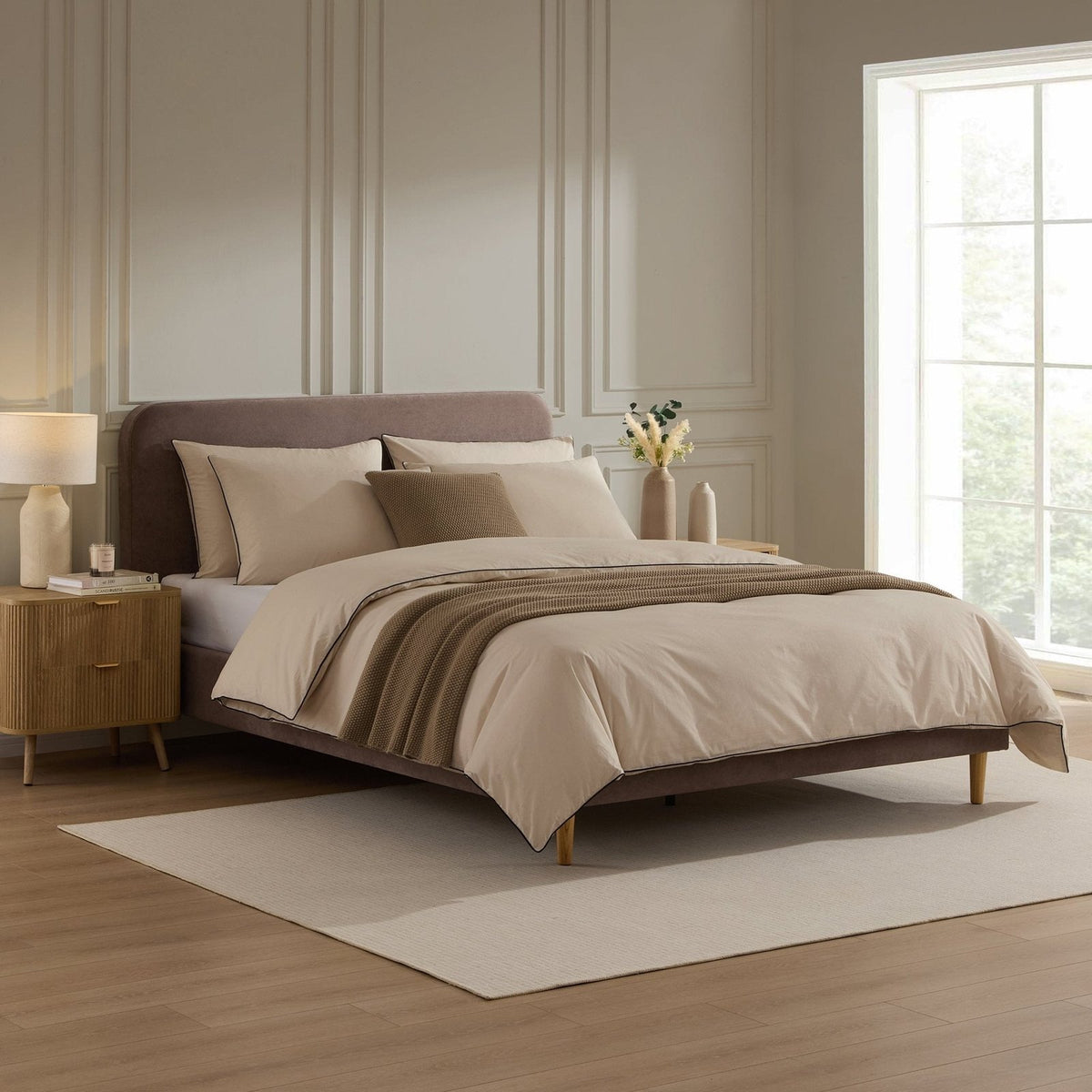 Ascot Bed Frame - Taupe – Black & Feather