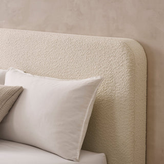Ascot Bouclé Ottoman Storage Black & Feather Bed - Off White
