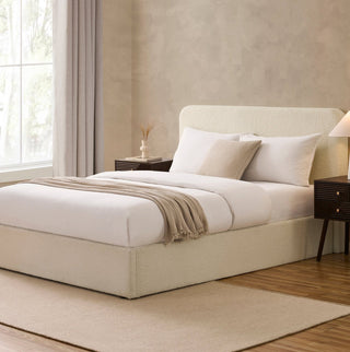 Ascot Bouclé Ottoman Storage Black & Feather Bed - Off White