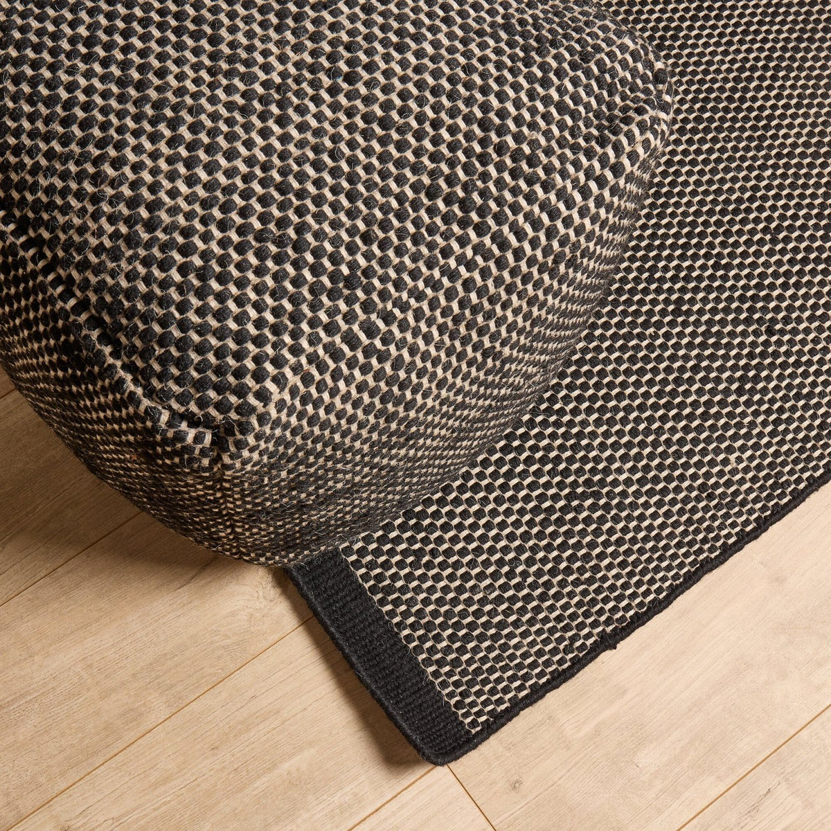 Atcham Wool & Cotton Laura Ashley Ottoman Stool - Black