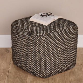 Atcham Wool & Cotton Laura Ashley Ottoman Stool - Black