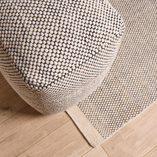 Atcham Wool &amp; Cotton Ottoman Stool - Black/Natural – Laura Ashley UK