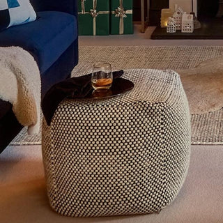 Atcham Wool &amp; Cotton Ottoman Stool - Black/Natural – Laura Ashley UK