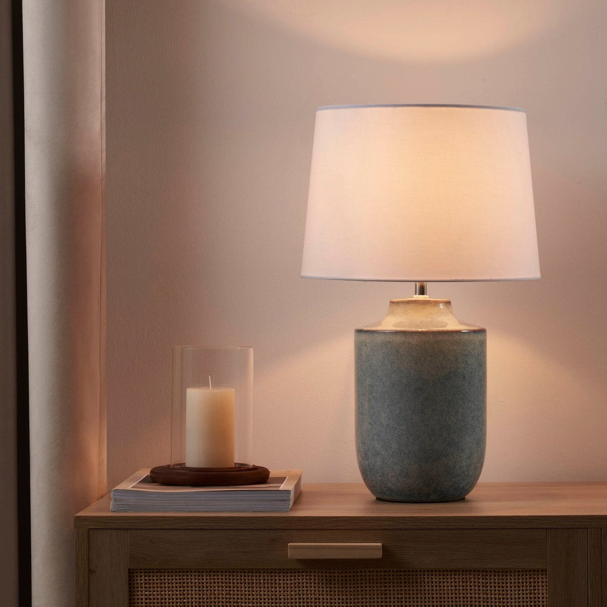 Atlas Ceramic Table Lamp - Blue – Feather & Black