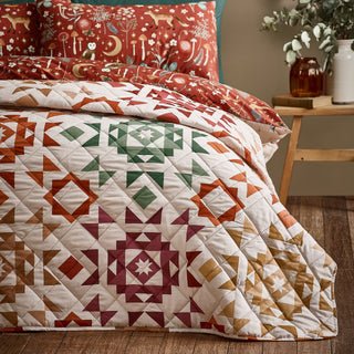 Autumn Patchwork Laura Ashley Bedspread - Natural