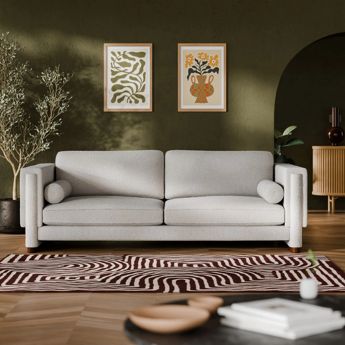 Ava 3 Seater Sofa | Speckled Stone Sustainable Boucle – Laura Ashley UK
