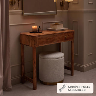 Avery Acacia Wood Dressing Feather & Black Table Console - Natural