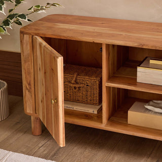 Avery Acacia Wood Tv Unit for TVs up to 50" - Natural – Feather & Black