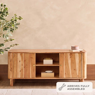 Avery Acacia Wood Tv Unit for TVs up to 50" - Natural – Feather & Black
