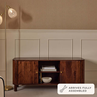 Avery Acacia Wood Tv Unit for TVs up to 50" - Walnut – Feather & Black