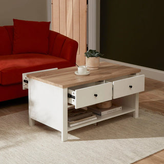 Bampton Alabaster White Coffee Table with Storage