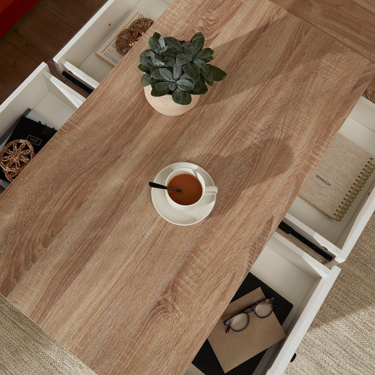 Bampton Alabaster White Coffee Table with Storage