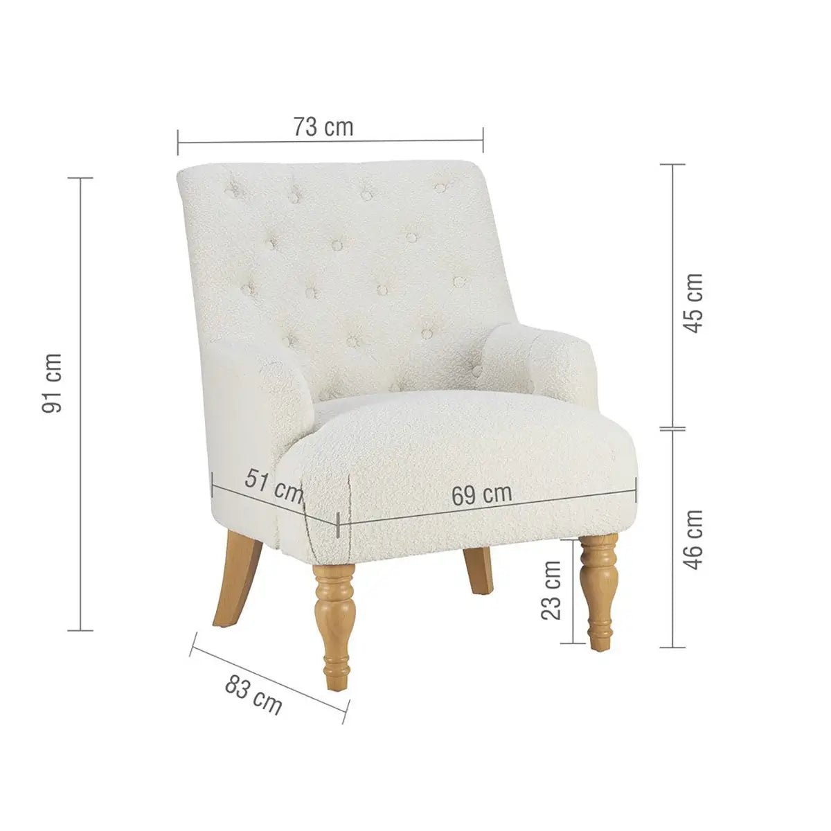 Becky Occasional White Boucle LauraAshley Fabric Button Back Occasional Chair