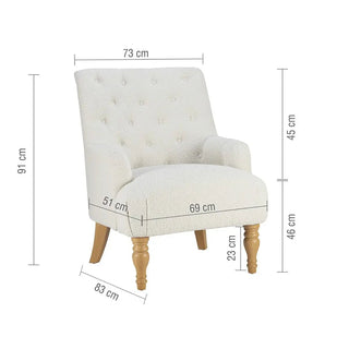 Becky Occasional White Boucle LauraAshley Fabric Button Back Occasional Chair