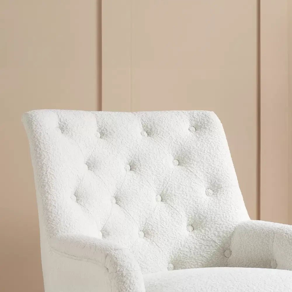 Becky Occasional White Boucle LauraAshley Fabric Button Back Occasional Chair