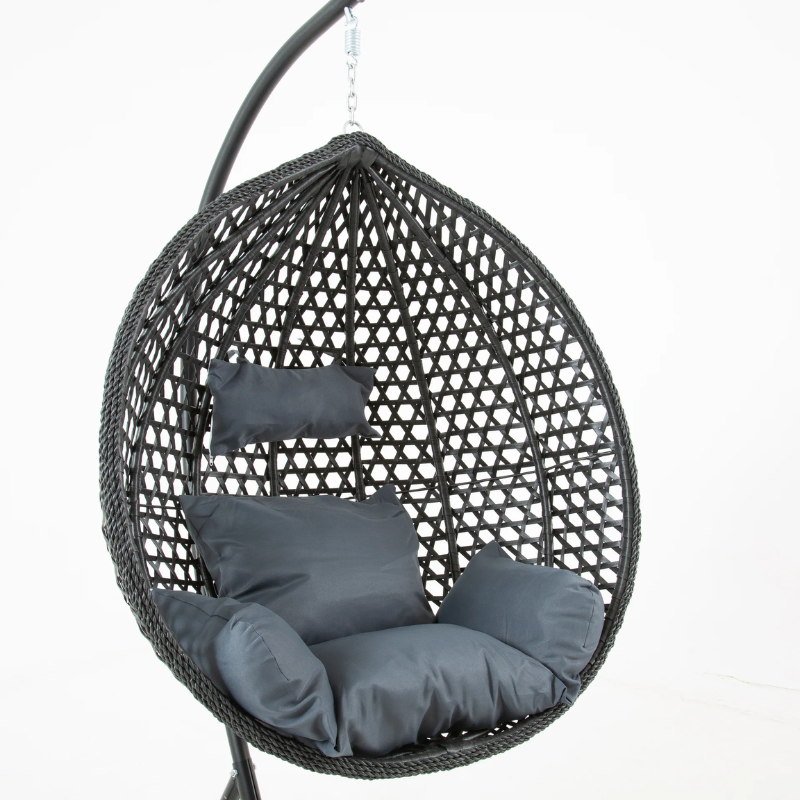 Bella Black Hanging Swing Pod Egg Chair - Large & Deep Grey Cushions – LauraAshley