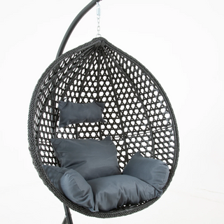 Bella Black Hanging Swing Pod Egg Chair - Large & Deep Grey Cushions – LauraAshley